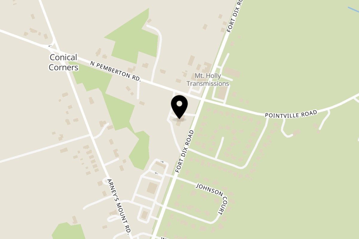 Map showing the location of Corner Pocket Grill on 39 Fort Dix Rd in Pemberton